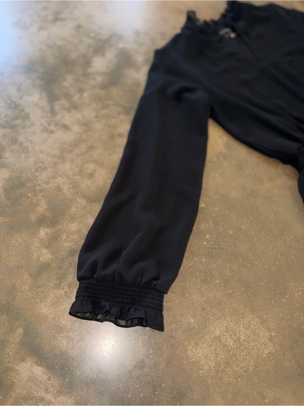 1.STATE Black High Low Ruffle Midi Maxi Dress Smocked Waist Long Sleeve S - Picture 2 of 9